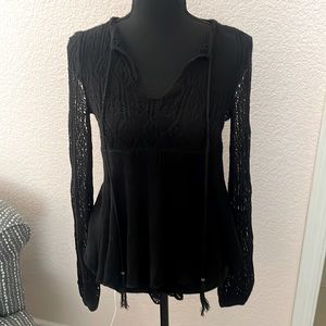 Free people, black knit sweater